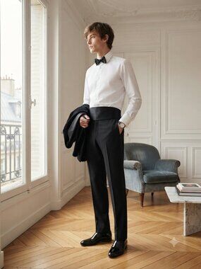 Men's Classic Black Tux Dress Pants Adjustable Size 36-38